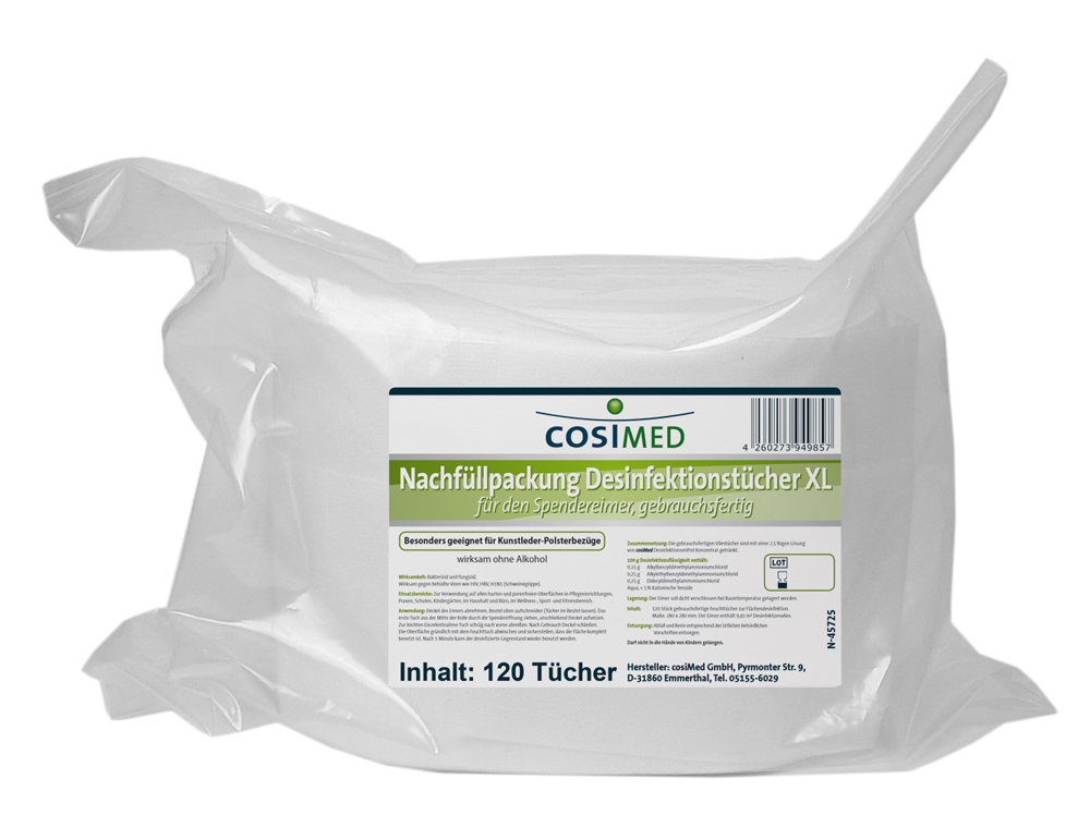 Desinfektionstücher XL NACHFÜLLPACK 120 St. ; 280 x 280 mm